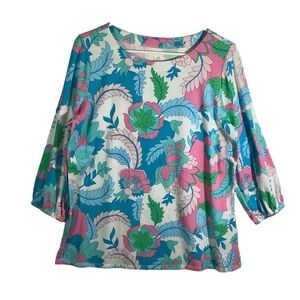 Belle By Kim Gravel Paisely Floral No Closure Blouse Cotton Blend